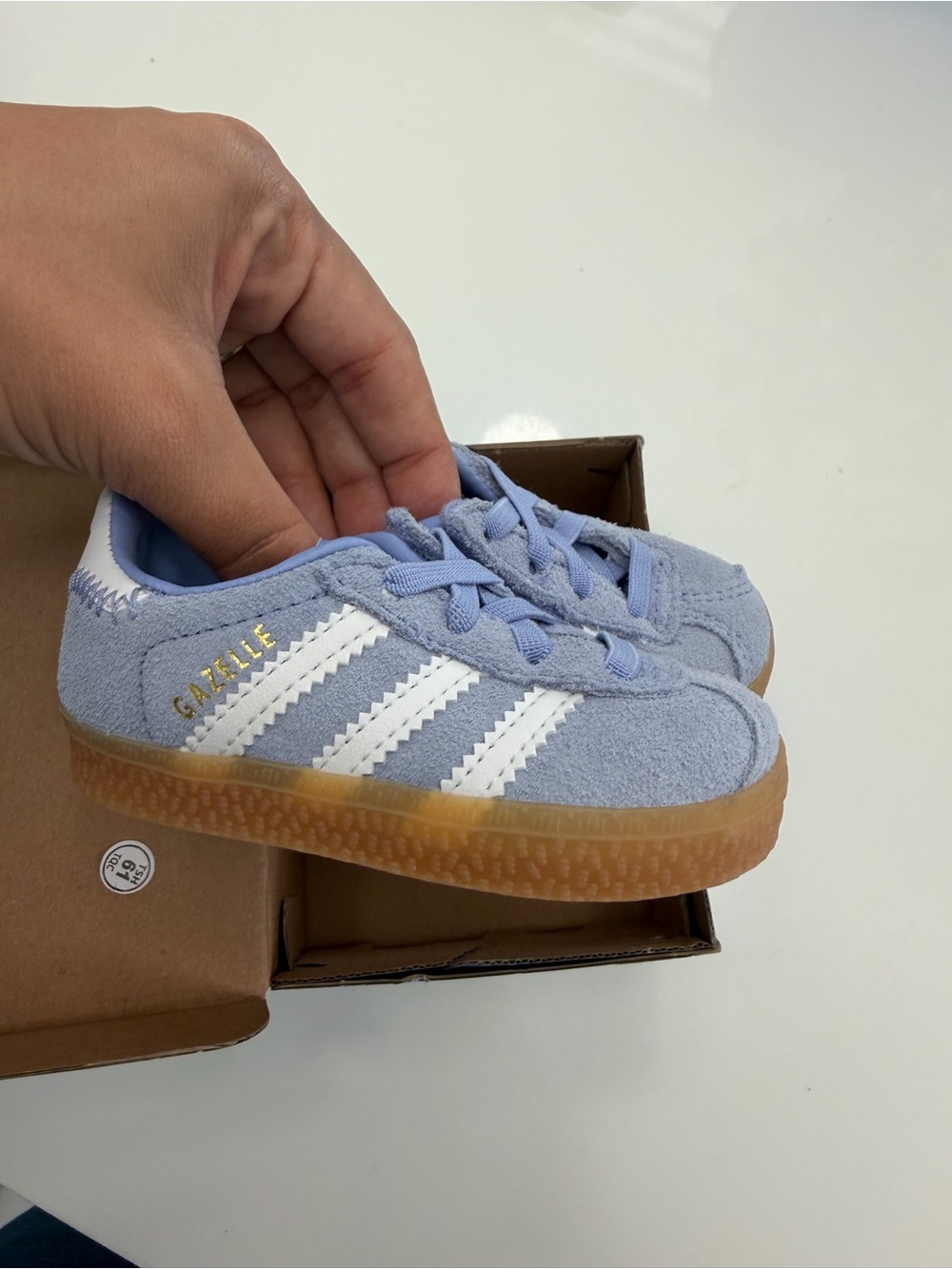 NWOT adidas Kids Gazelle Sneakers - Light Blue, White & Gum